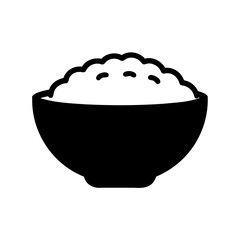 Black silhouette illustration of a bowl filled with food, possibly rice