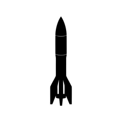 Obraz premium Black silhouette of a rocket with fins isolated on white background