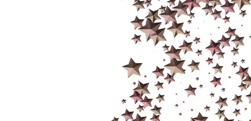 Beautiful image of brown stars falling on a white background. Perfect for festive designs.