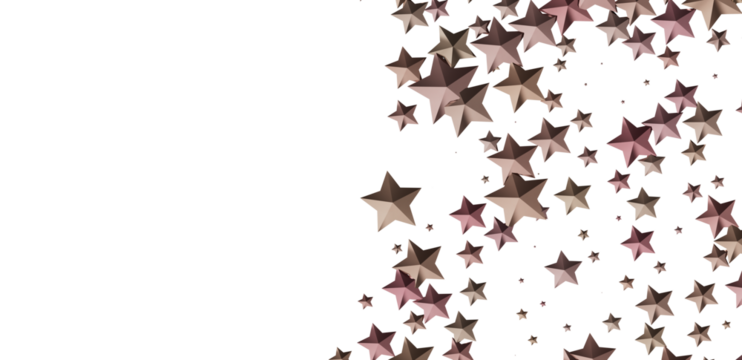 Beautiful image of brown stars falling on a white background. Perfect for festive designs.