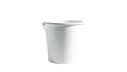 Isolated, pristine white pail with handle and subtle highlights, against black