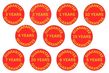 Set of guarantee stickers, set of guarantee tag, set of guarantee stamps, set of guarantee badges, set of guarantee labels 