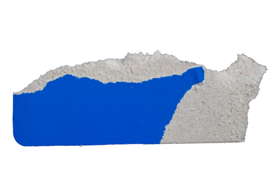 Blue torn paper piece on transparent background. Png paper tear