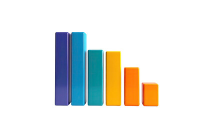 Colorful 3D bar graph shows decreasing values against a black background