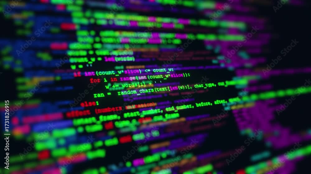 Wall mural computer network programming and background scrolling of data code. the program code. the concept of