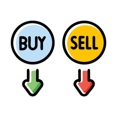 Buy Sell Icons: Cash Down Arrows for Trading