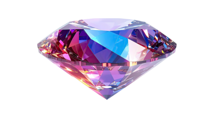 A dazzling, multi-faceted gem with vibrant, iridescent colors, isolated on black