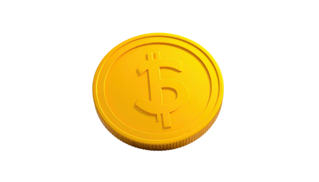 A gold coin with a capital B superimposed on a black background