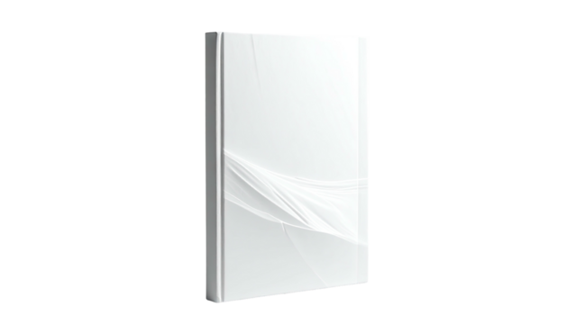 A sleek, upright, white rectangle with subtle, flowing light design on black