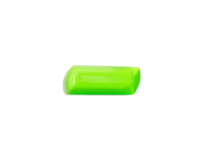 A glossy green 3D jelly-style minus sign with a smooth and shiny finish. 3D illustration