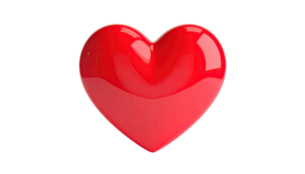 A glossy, 3D red heart floats against a stark black background - Powered by Adobe