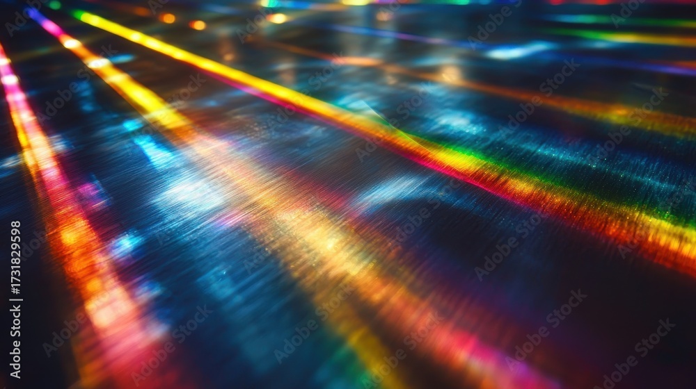 Wall mural light diffraction grid creating stunning rainbow spectrum interference patterns with brilliant wavel