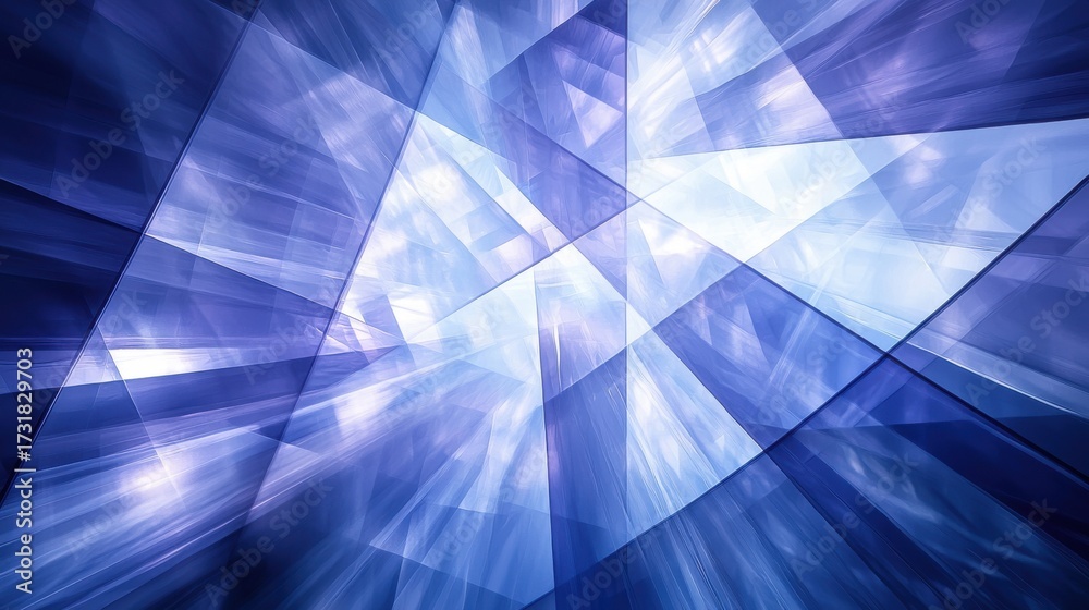 Wall mural laser interference patterns creating geometric diffraction light effects with blue crystalline struc
