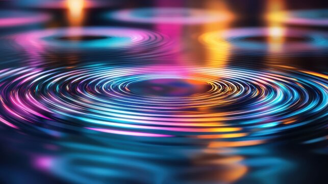 Laser pattern rings interference holographic circular waves abstract light physics colorful spectrum optical technology digital background art composition