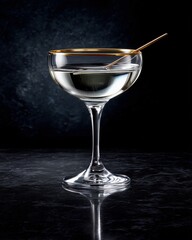 Elegant Cocktail: A classy cocktail, gracefully presented in a tall glass, poised for a luxurious experience. Embodying sophistication and a touch of decadence, against a stylish backdrop.
