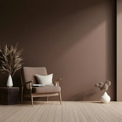 Cozy armchair bathed in soft sunlight in a minimalist room