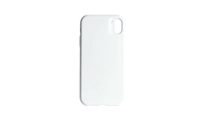 A glossy white phone case with camera cut-out, a sleek, minimalist design