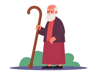 Elderly man with walking stick