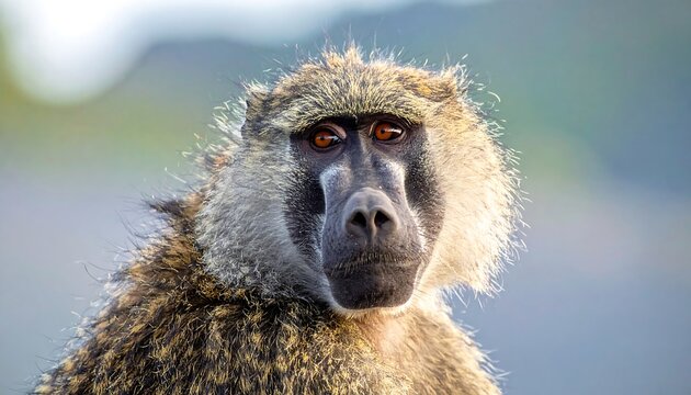 Close-up baboon portrait - Powered by Adobe
