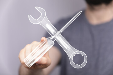 Hand drawing tools concept.  Perfect for repair, maintenance, service, support, and problem-solving...