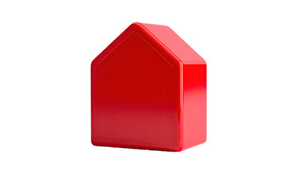 Fototapeta premium A glossy, red three-dimensional house shape, centered against a stark black backdrop