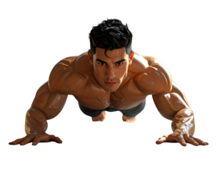 Sporty 3D Male Doing Push-Up Exercise