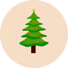Christmas Tree Flat Illustration