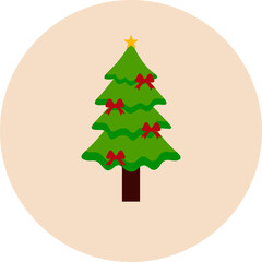 Christmas Tree Flat Illustration
