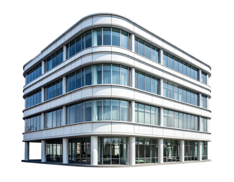 Modern white office building with glass facade