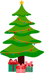 Christmas Tree Flat Illustration