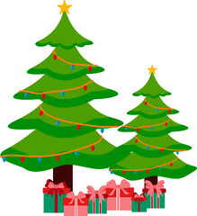 Christmas Tree Flat Illustration