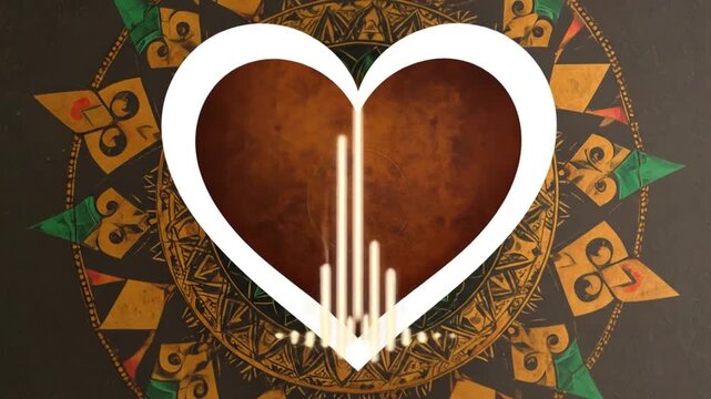 Heart-shaped cutout in a decorative circular pattern