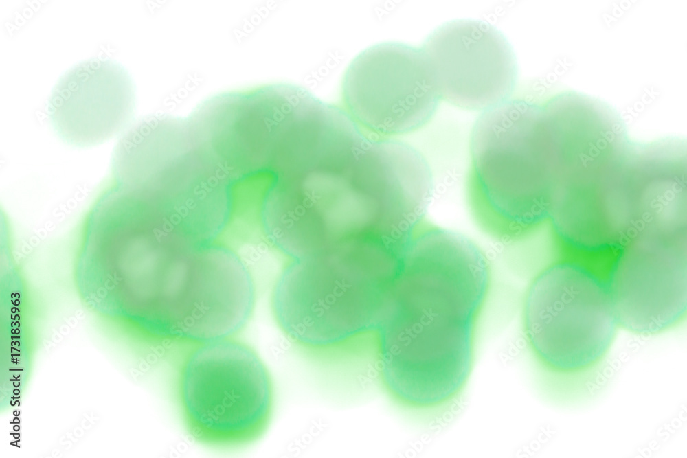 Wall mural green glowing blur lights on transparent background. abstract soft bokeh effect with smooth gradient