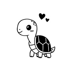 Obraz premium Box Turtle. Box Turtle simple black and white line art vector logo