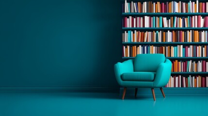 national book lovers day, Cozy Reading Corner on National Book Lovers Day - Bookshelf Filled with Favorites and Comfy Chair for Readers, Copy Space Available