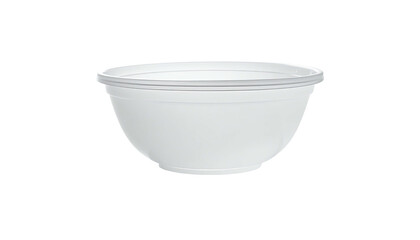 Isolated white, round, and wide bowl with a smooth, matte finish on black background