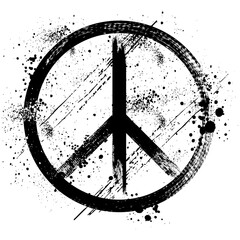 Brush Hand Drawn Peace Symbol, Peace Symbol Icon, Black, Grunge, Scratch Texture, Peace Sign, Isolated, Transparent