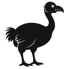 Fototapeta premium Vector illustration of black silhouette of a dodo bird standing on its legs, isolated on a