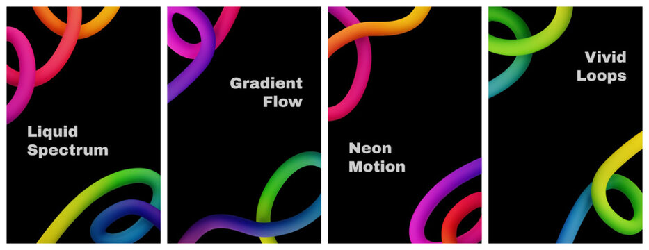 Colorful Curved Gradient Lines in Dynamic Abstract Design