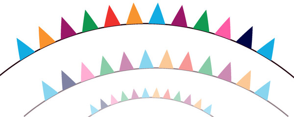 Festive flag garland vector illustration. bunting in simple flat style, isolated on transparent background. Carnival, birthday border decoration element.