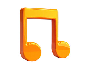 A 3D rendered, orange-colored musical note, casting a subtle shadow on a black background