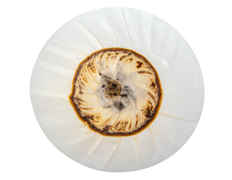 Coffee filter with brewed coffee residue