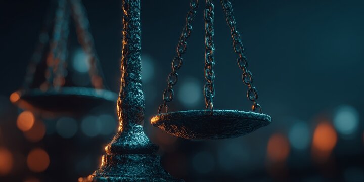 Antique Scales of Justice on a Wooden Table, Symbolizing Fairness, Balance, and Impartiality in Law
