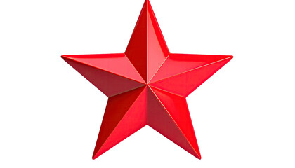 A glossy, bright red five-pointed star isolated on a black background, centered