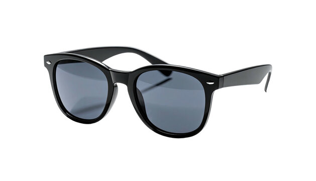 Sleek, black-framed eyewear with tinted lenses, isolated against a dark background