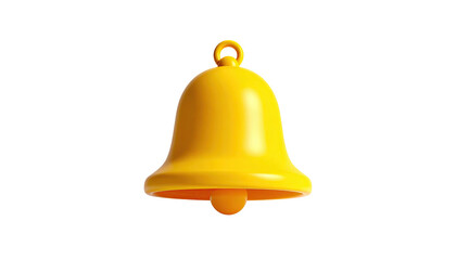 A vibrant yellow 3D bell icon against a stark black background, well-lit and shiny