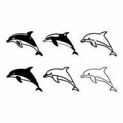 Fototapeta premium Illustration of dolphin in different poses vector art