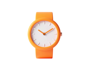 Orange wristwatch with white face