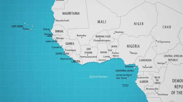 Ivory Coast on the World Map with Animated National Flag