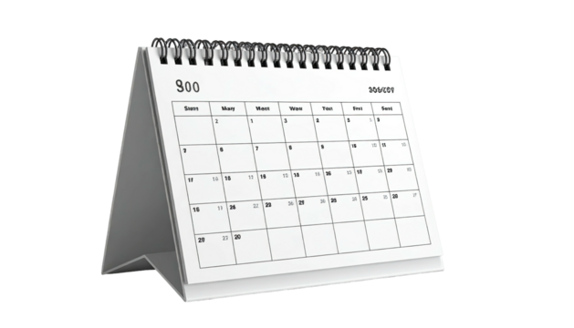 A close-up of a white desk calendar with the month of "S00" visible